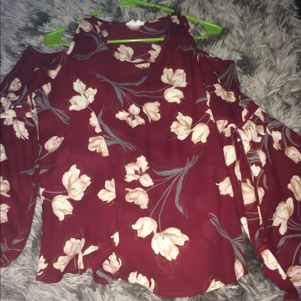Off shoulder floral shirt